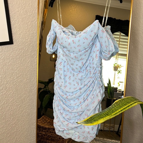 House of CB ‘Luna’ Blue Floral Draped Corset Mini Dress NWOT - Picture 8 of 10